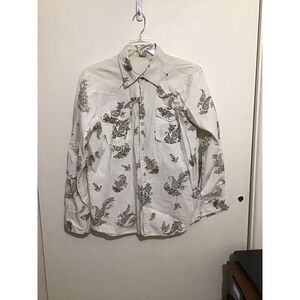Pop Icon Clothing Men's L Tan Paisley Long‎ Sleeve Shirt